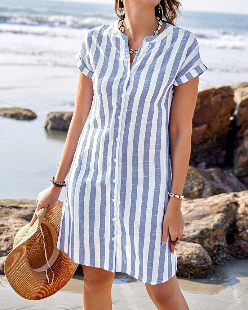 Gestreiftes Midi-Hemdkleid