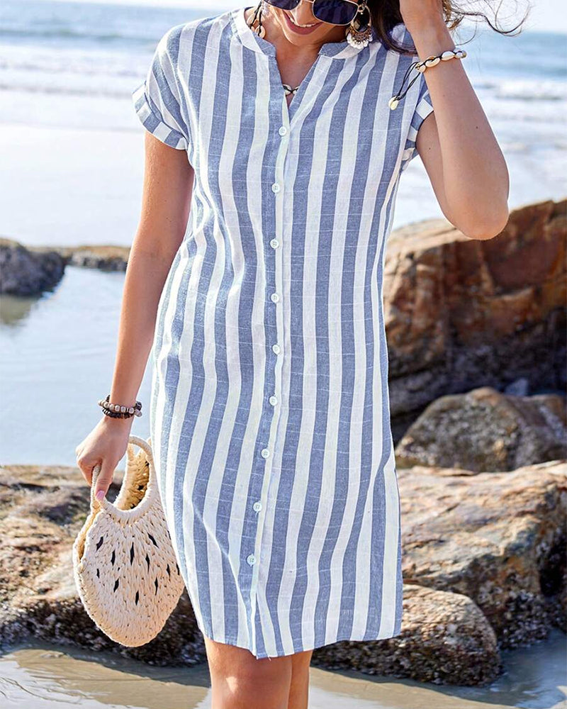 Gestreiftes Midi-Hemdkleid