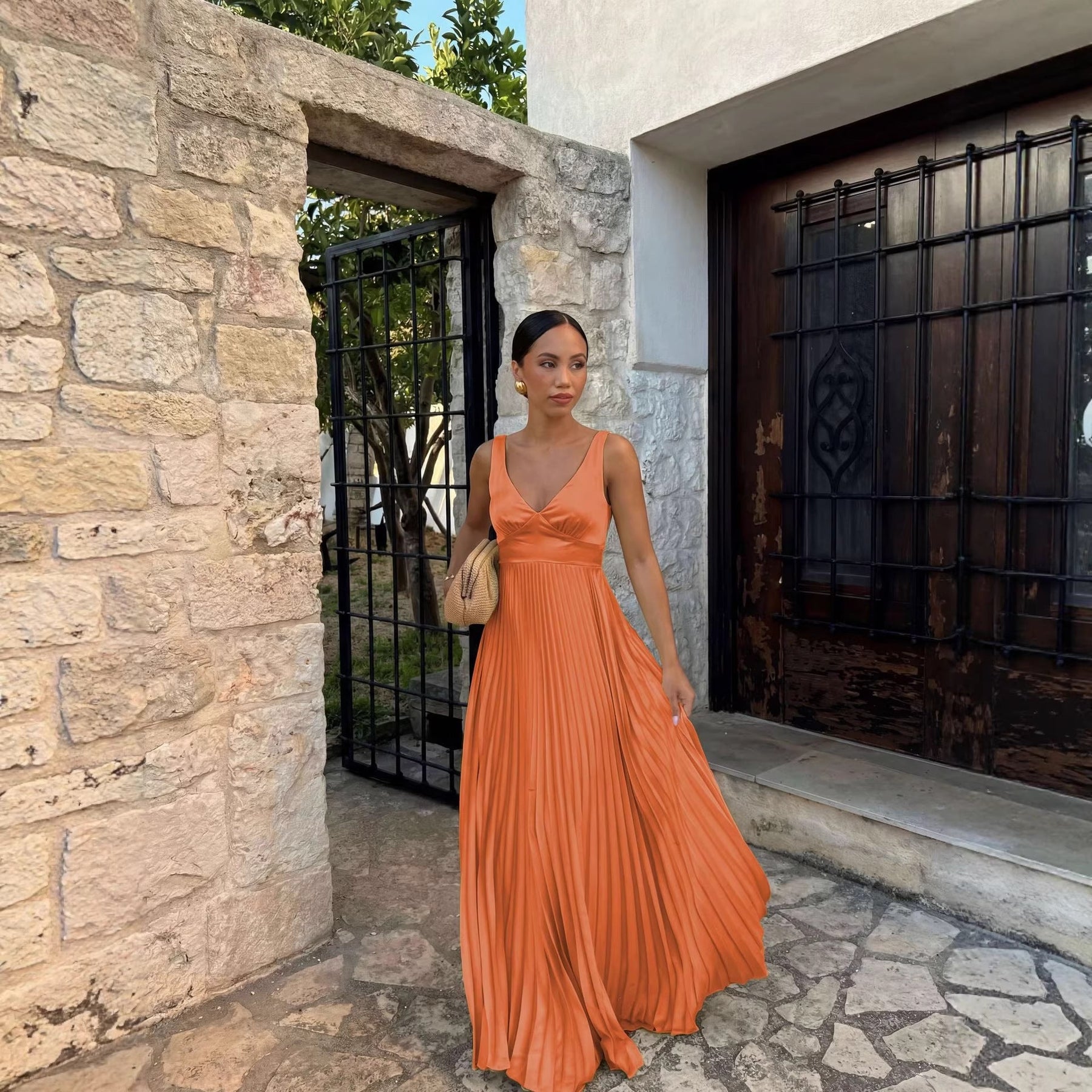 Plissiertes Maxikleid für Hochzeitsgäste