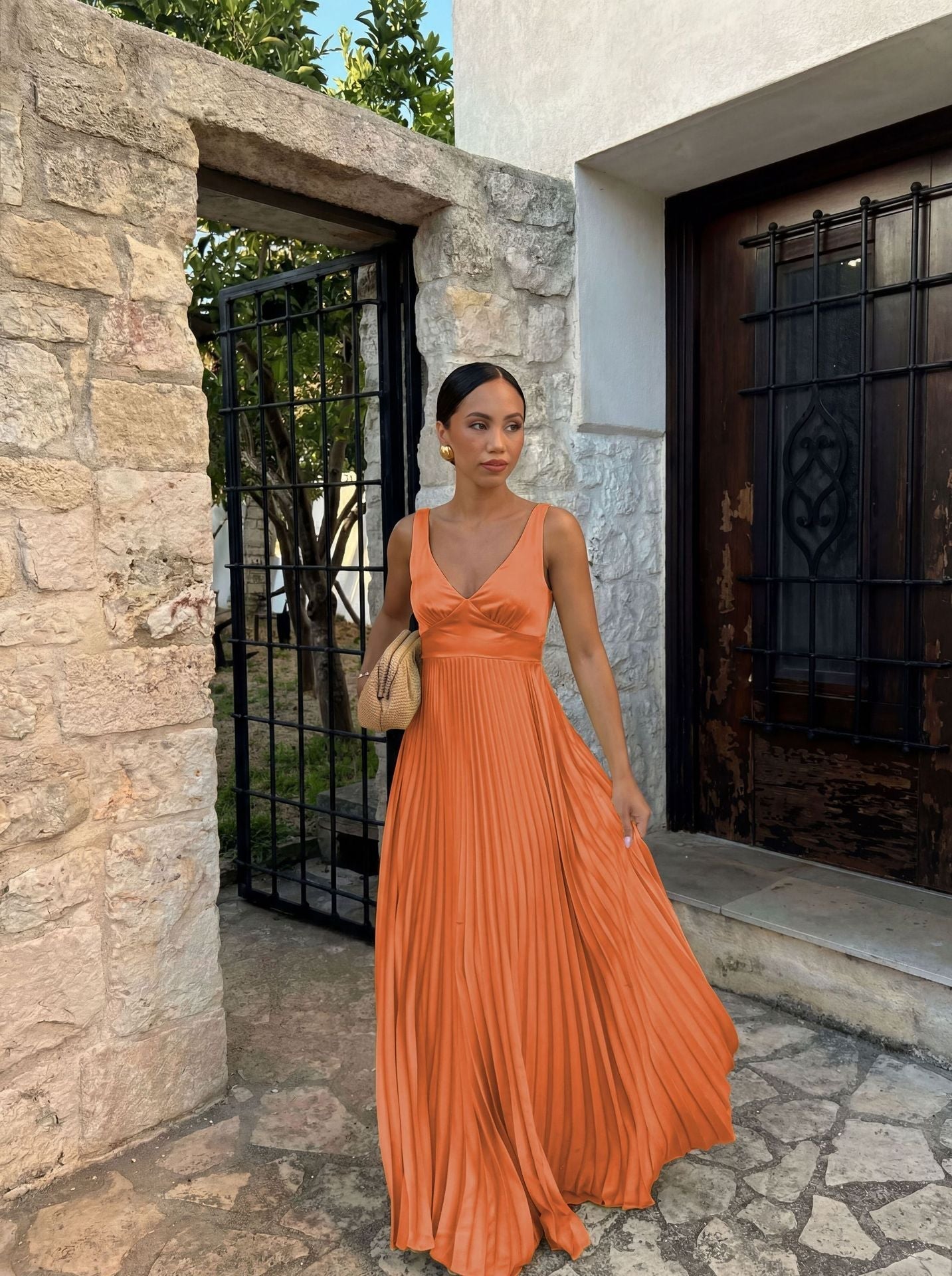 Plissiertes Maxikleid für Hochzeitsgäste
