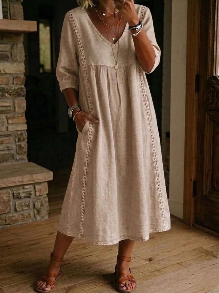 Flora Freizeitkleid mit Spitzenbesatz