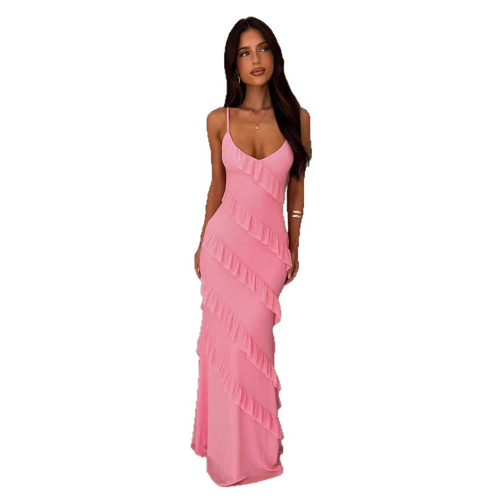 Maxikleid mit Rüschendetail