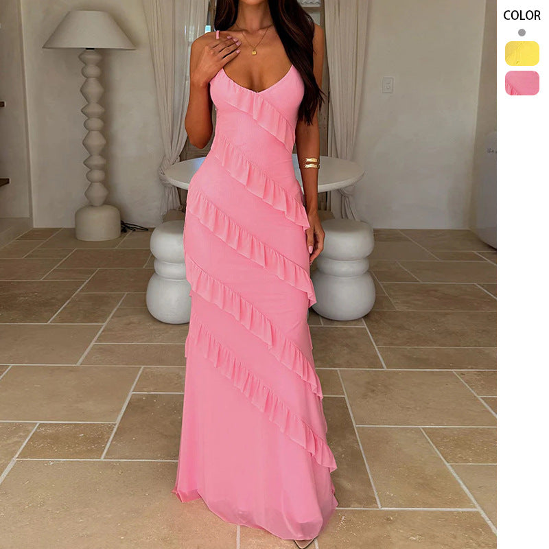 Maxikleid mit Rüschendetail