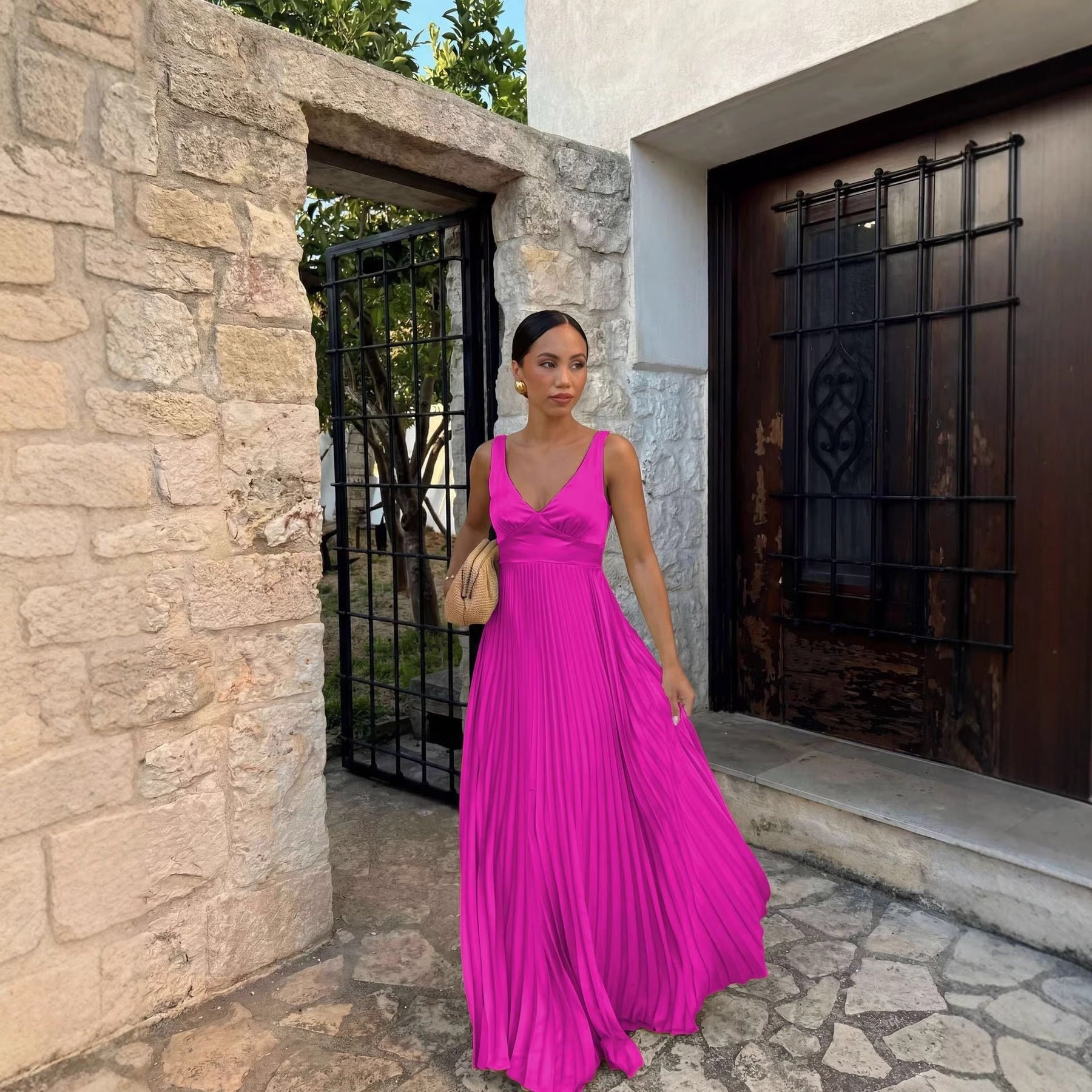 Plissiertes Maxikleid für Hochzeitsgäste
