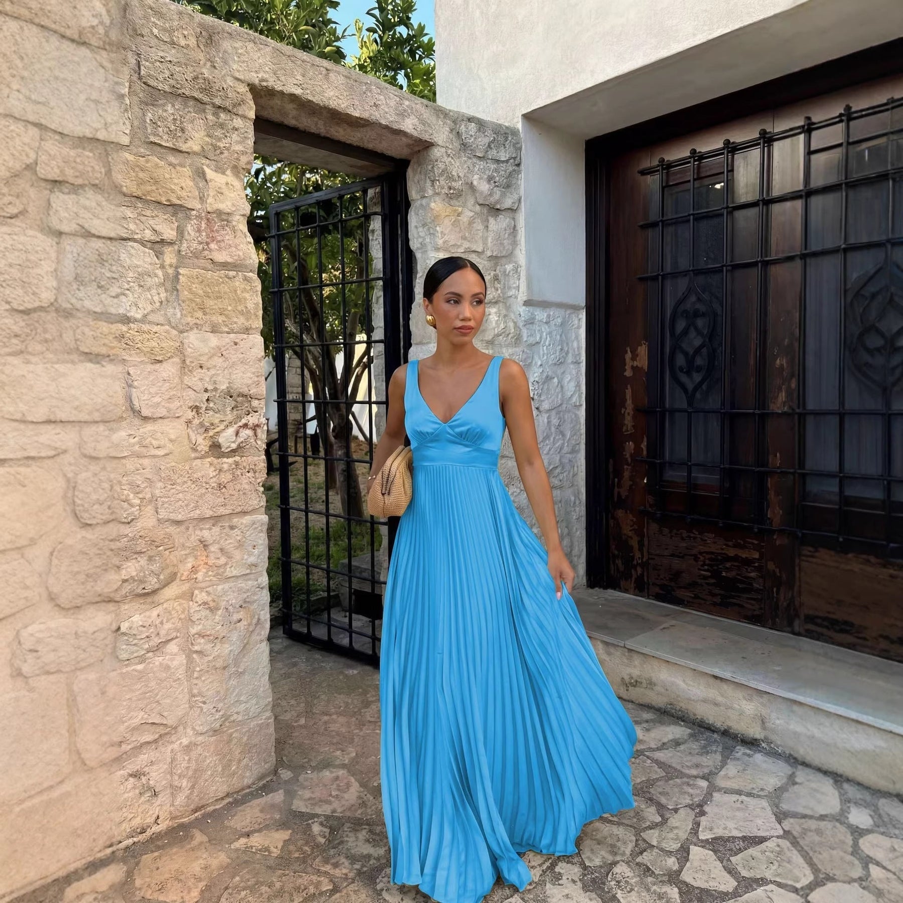 Plissiertes Maxikleid für Hochzeitsgäste