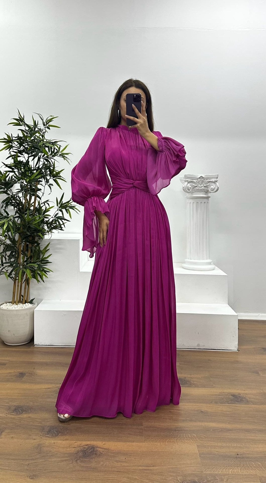 Plissee-Maxikleid für Hochzeitsgäste