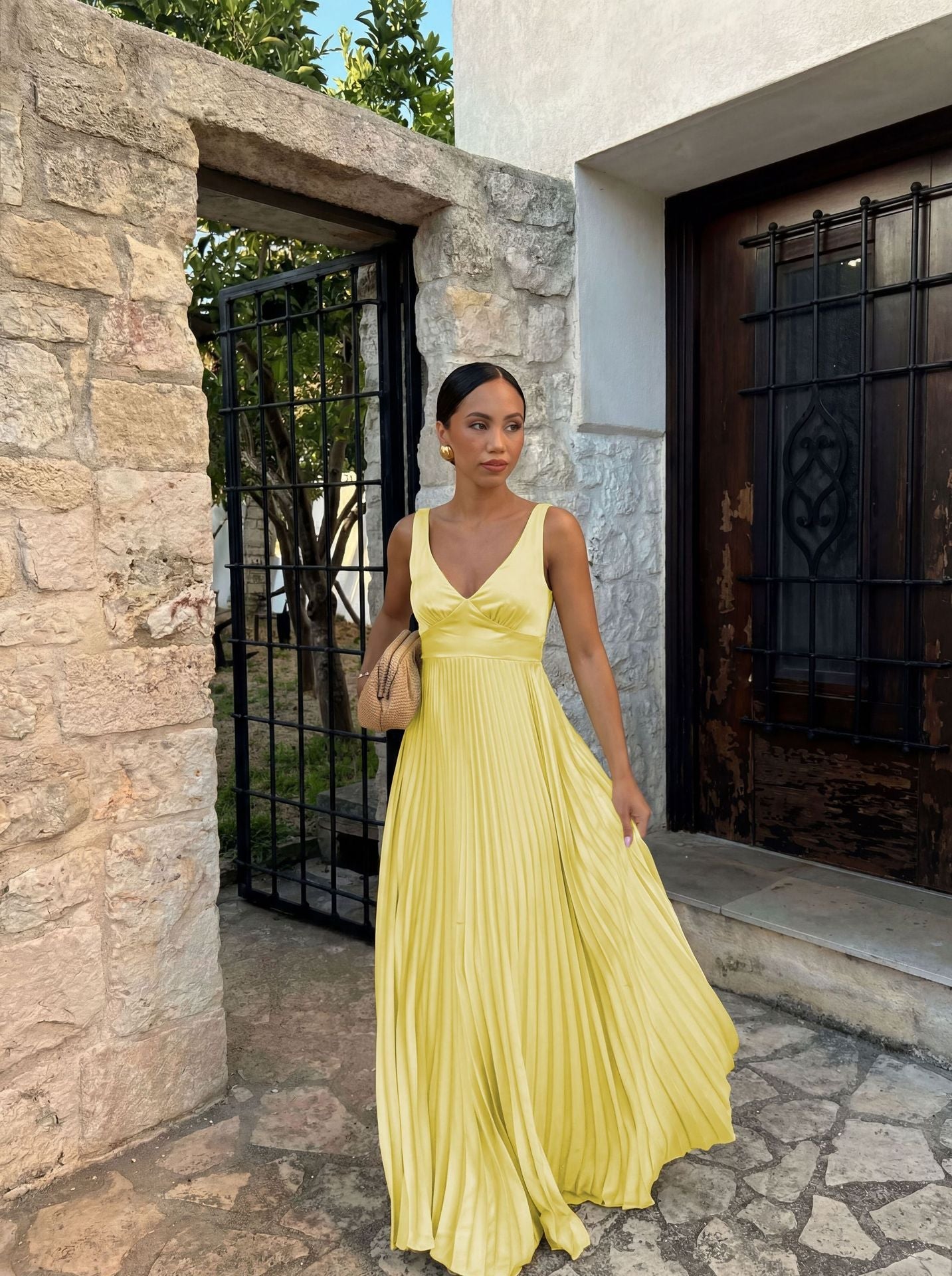 Plissiertes Maxikleid für Hochzeitsgäste