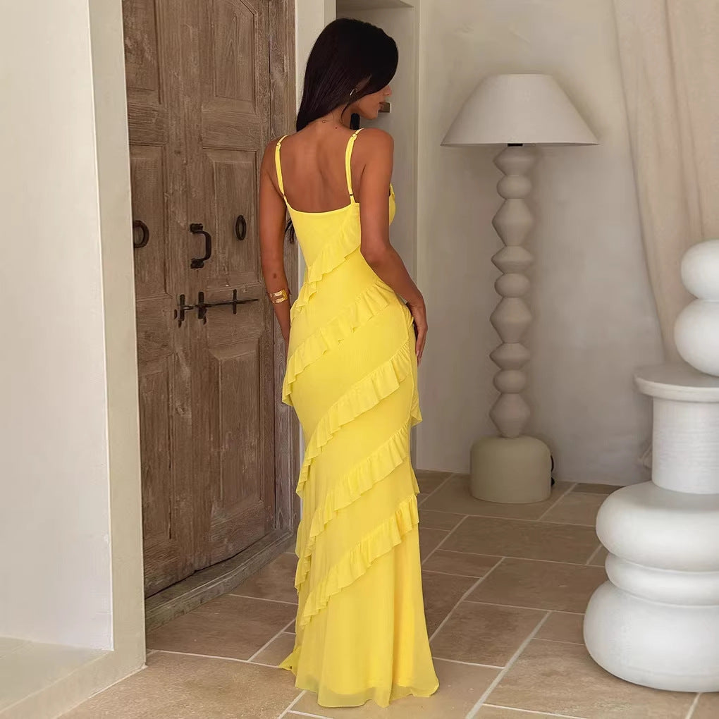 Maxikleid mit Rüschendetail