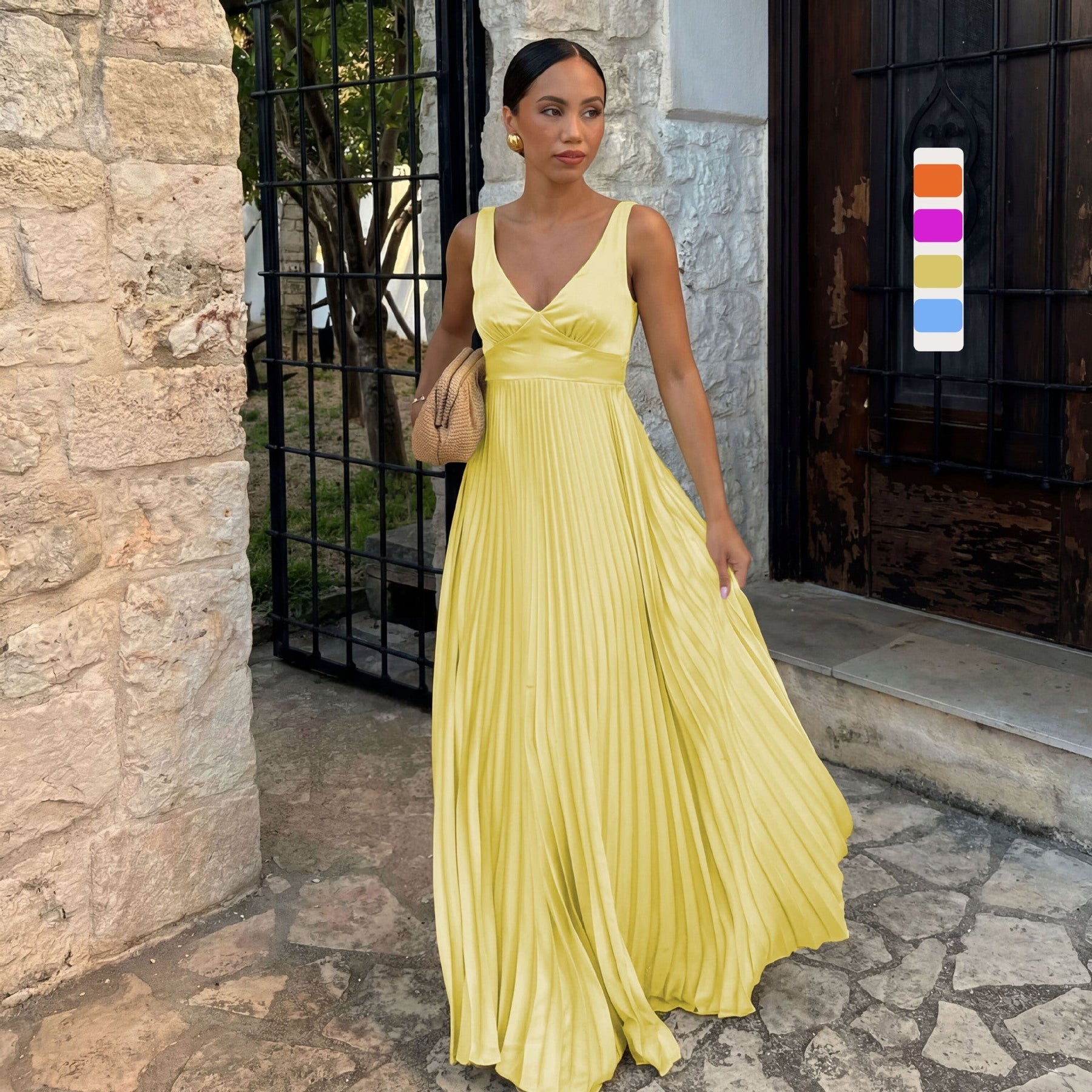 Plissiertes Maxikleid für Hochzeitsgäste