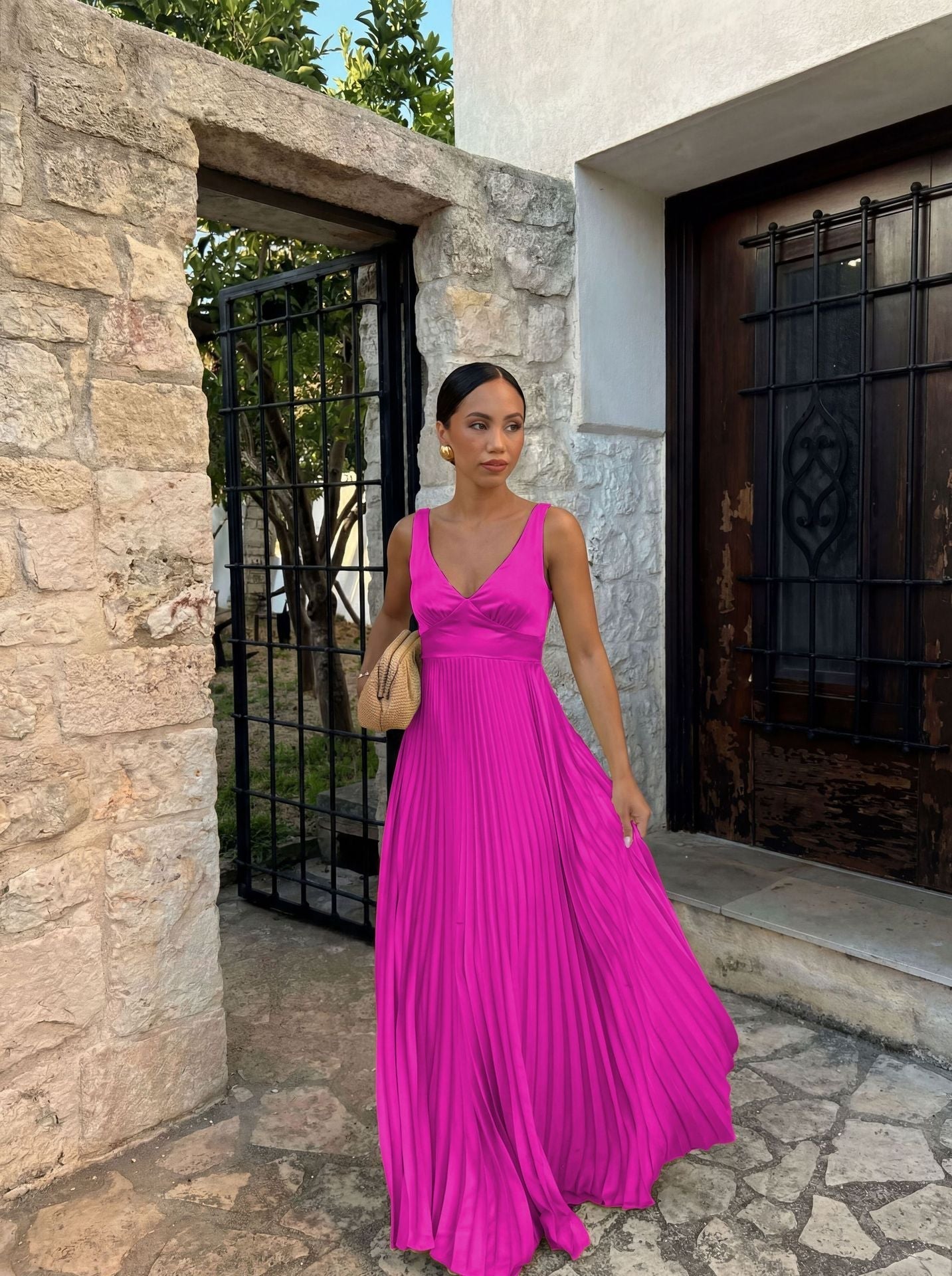 Plissiertes Maxikleid für Hochzeitsgäste