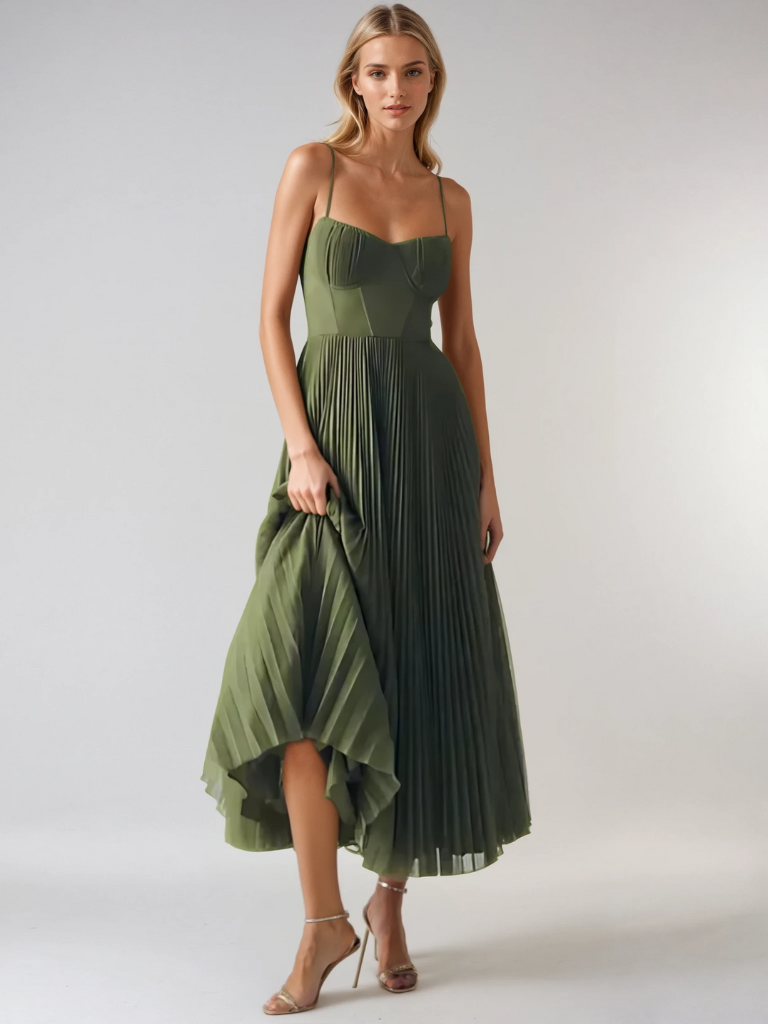 Plissiertes Maxikleid für Hochzeiten