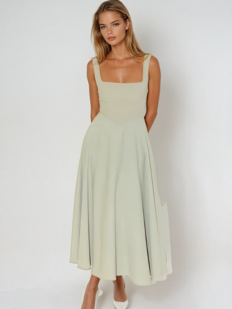 Ärmelloses Midikleid mit Karree-Ausschnitt