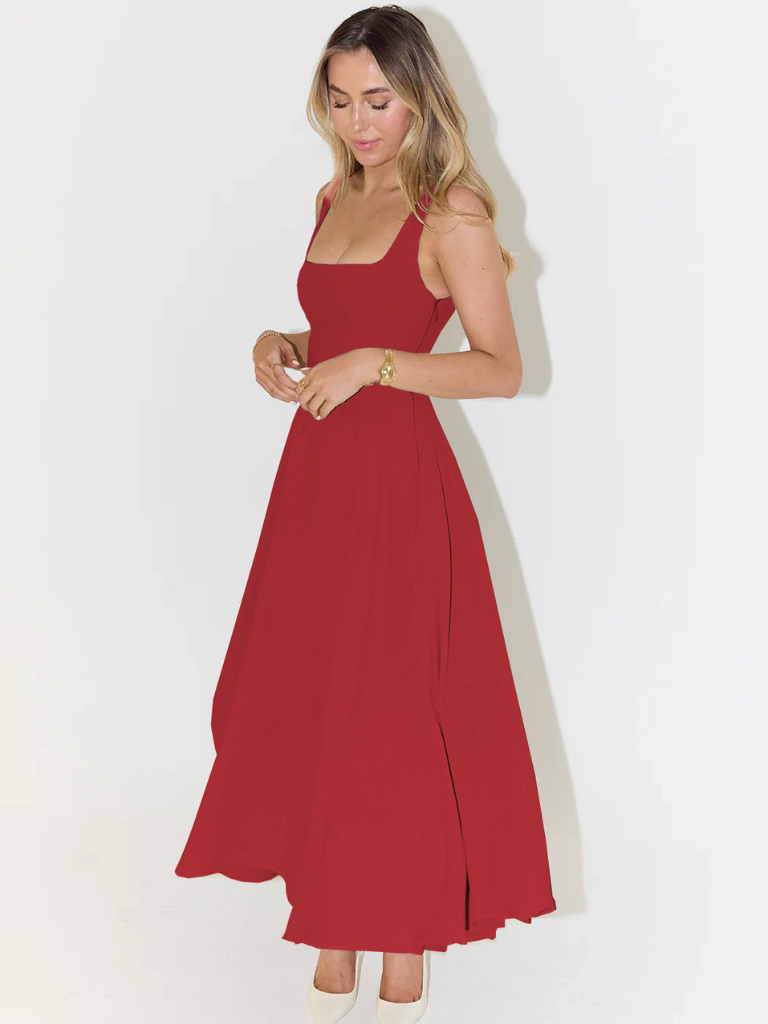 Ärmelloses Midikleid mit Karree-Ausschnitt