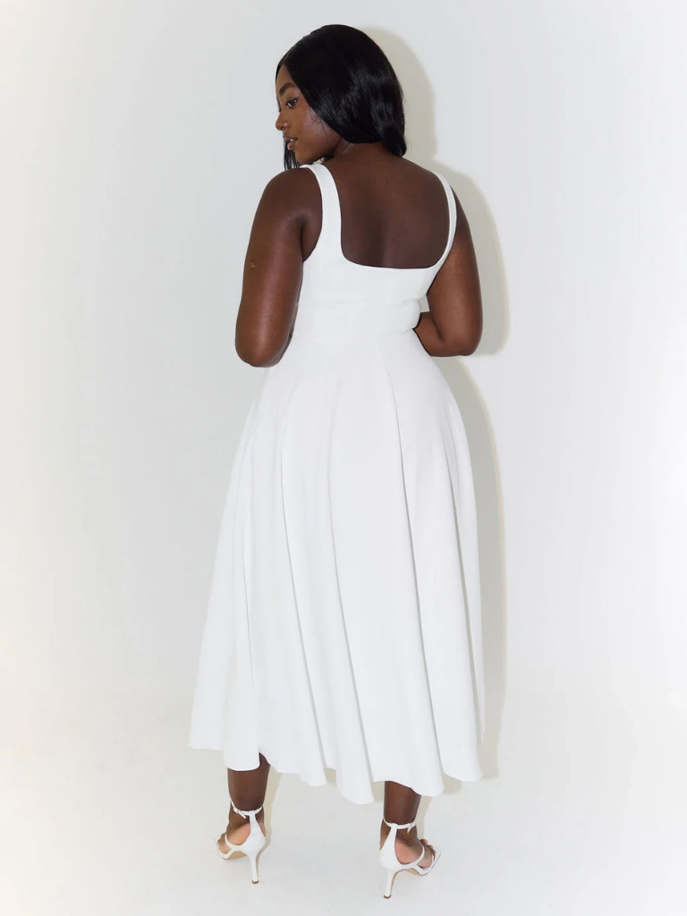 Ärmelloses Midikleid mit Karree-Ausschnitt