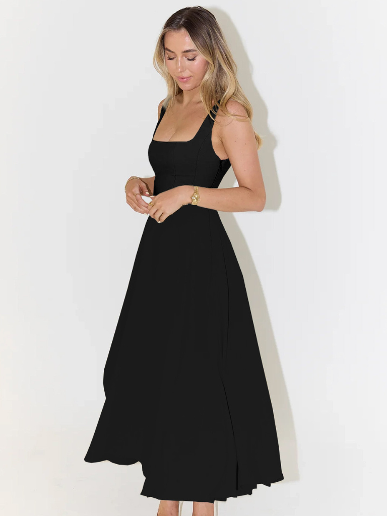 Ärmelloses Midikleid mit Karree-Ausschnitt