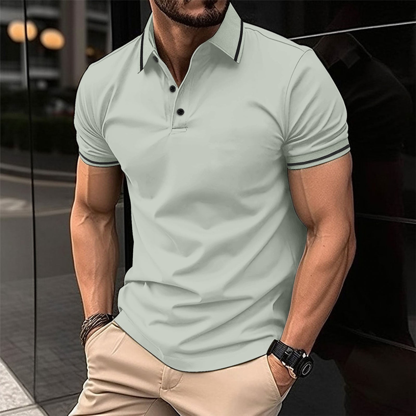 Herren-Poloshirt mit Kontrastdetails