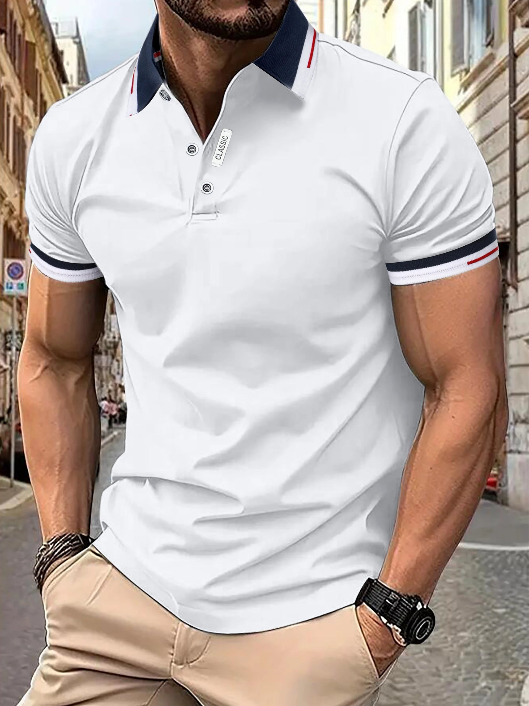 Herren-Poloshirt mit Kontrastdetails