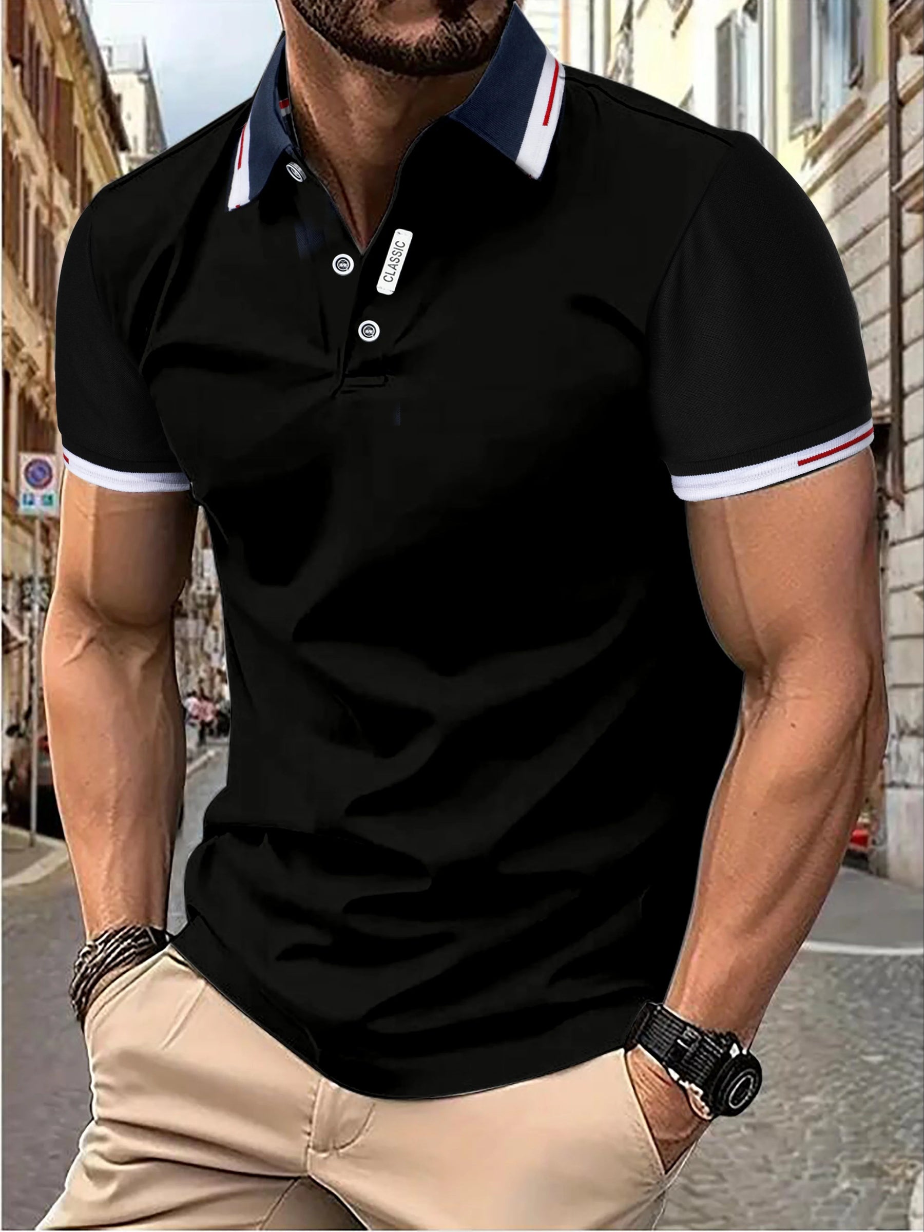 Herren-Poloshirt mit Kontrastdetails