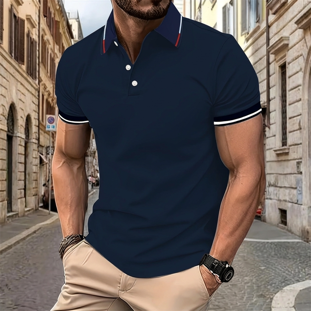 Herren-Poloshirt mit Kontrastdetails