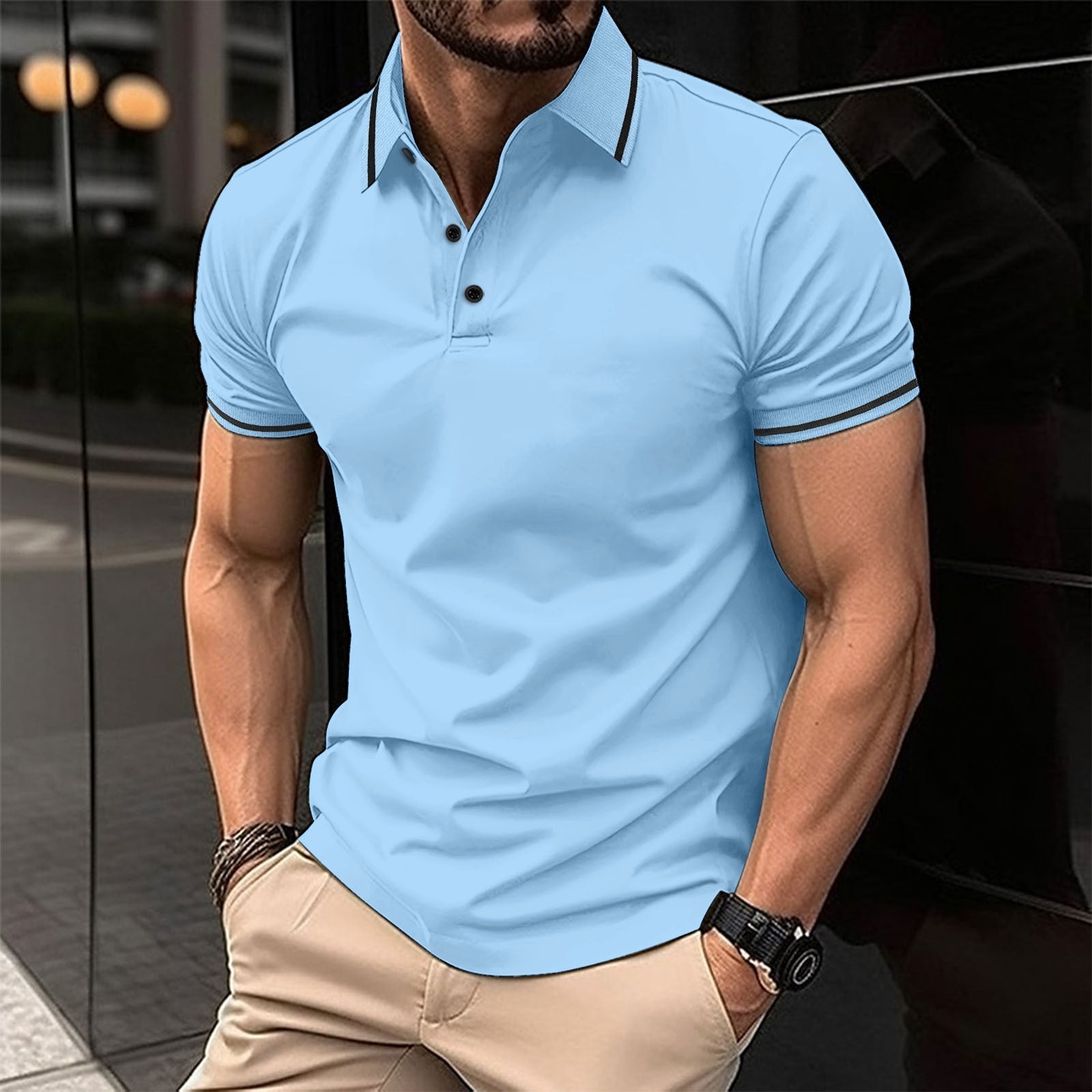 Herren-Poloshirt mit Kontrastdetails