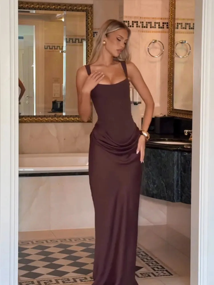 Damen-Maxikleid Mit Falten