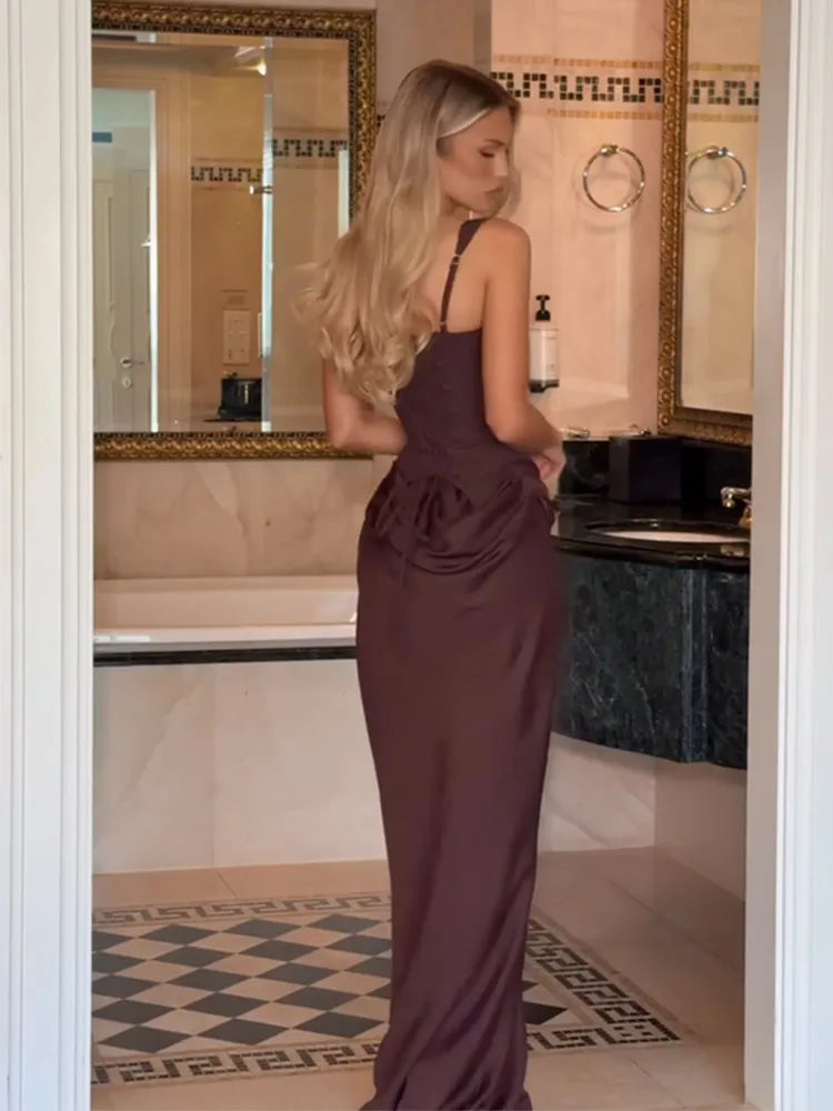 Damen-Maxikleid Mit Falten