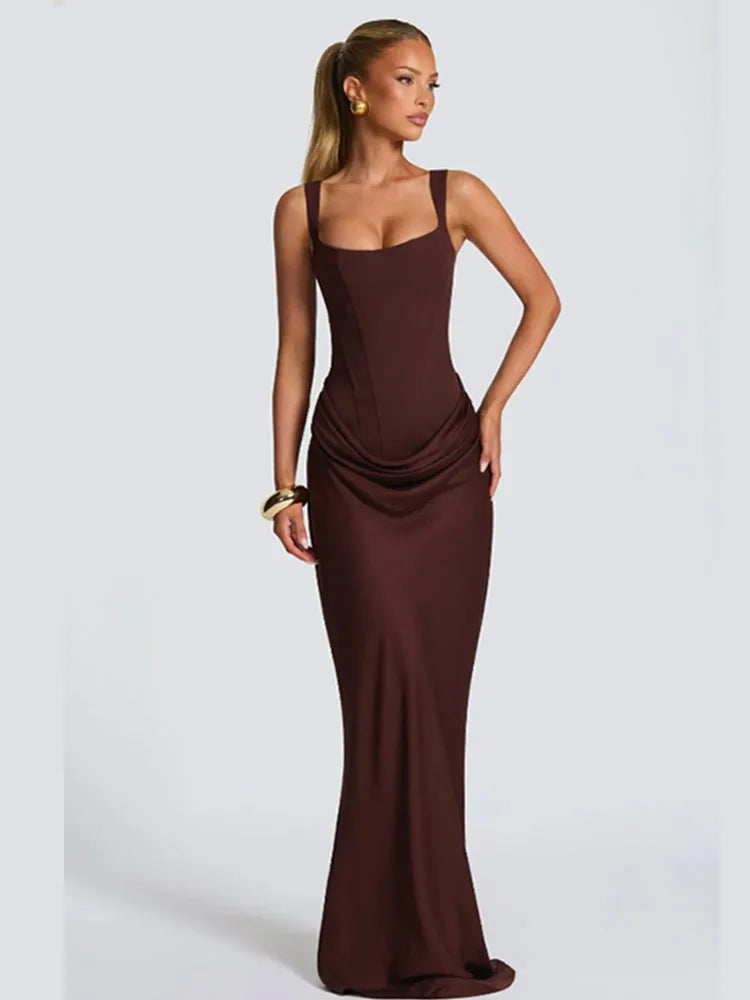 Damen-Maxikleid Mit Falten