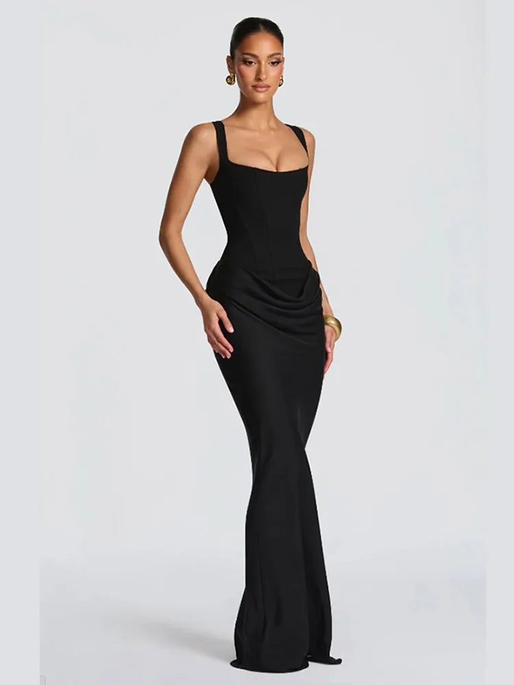 Damen-Maxikleid Mit Falten