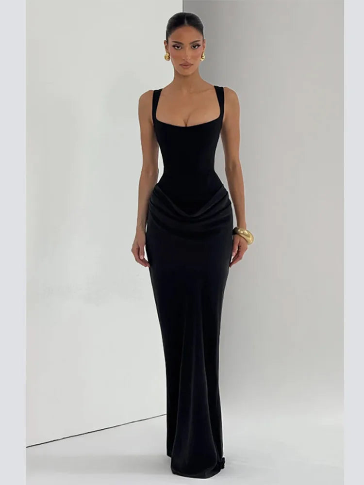 Damen-Maxikleid Mit Falten