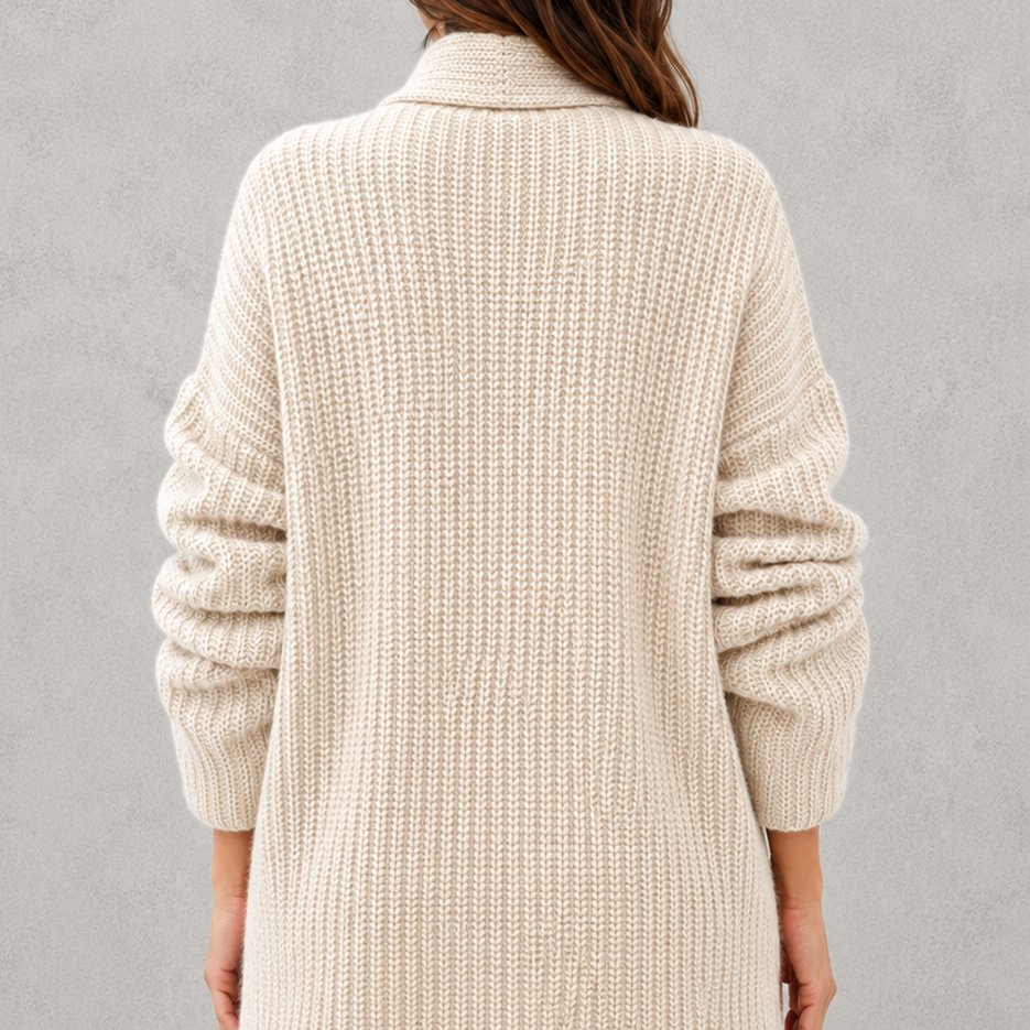 Lange Strickjacke Mit Offener Front