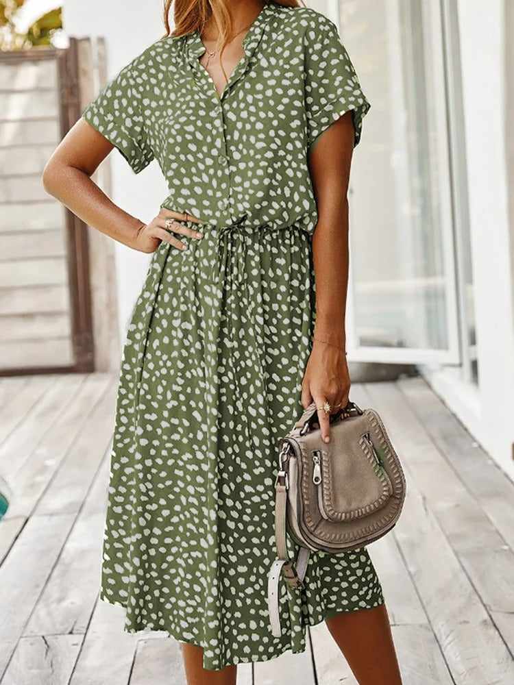 Sommer-Midikleid mit Verstellbarer Taille