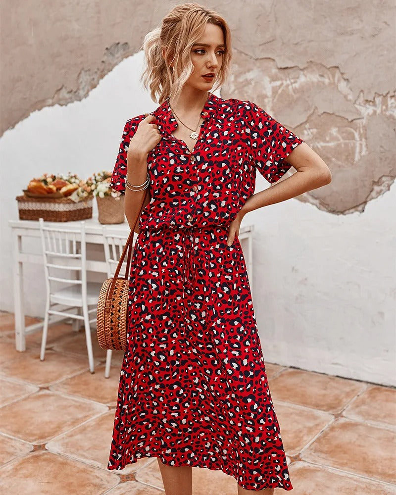 Sommer-Midikleid mit Verstellbarer Taille