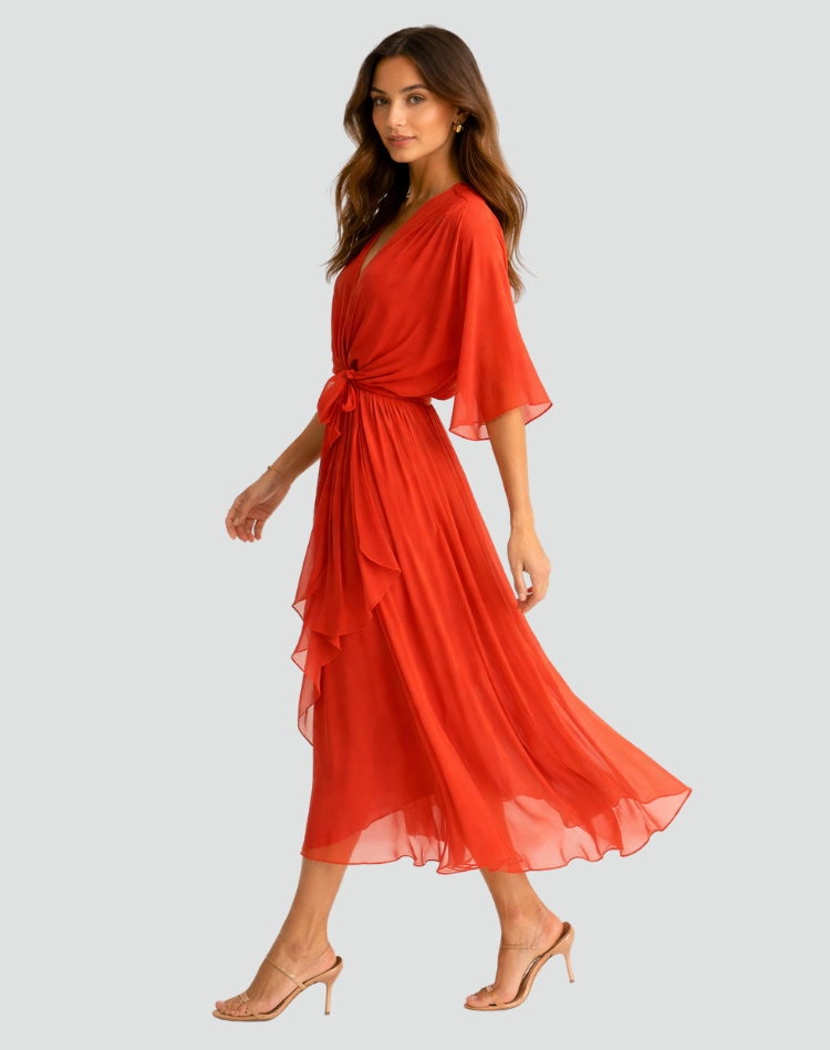 Wickel-Maxikleid Mit Betonter Taille