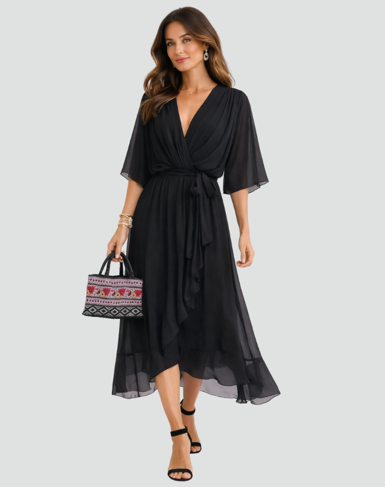 Wickel-Maxikleid Mit Betonter Taille