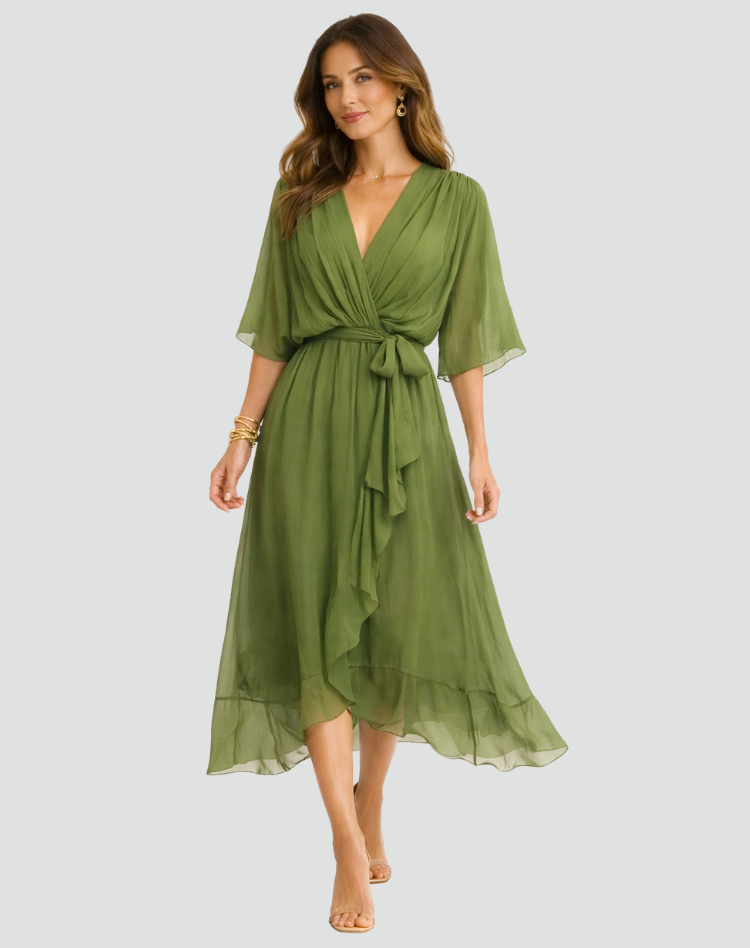 Wickel-Maxikleid Mit Betonter Taille