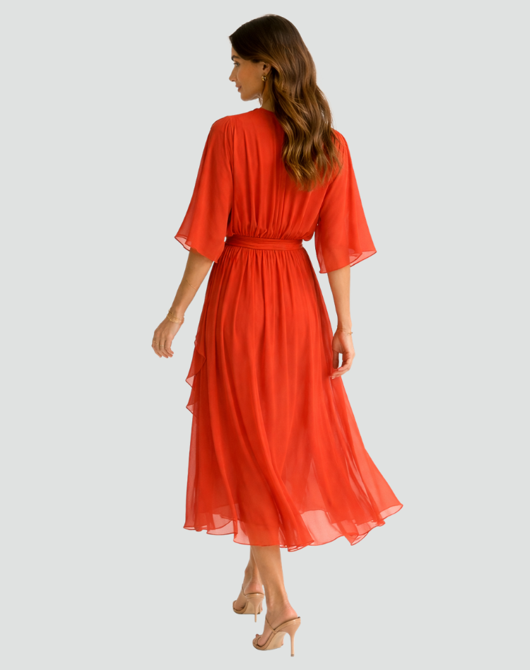 Wickel-Maxikleid Mit Betonter Taille