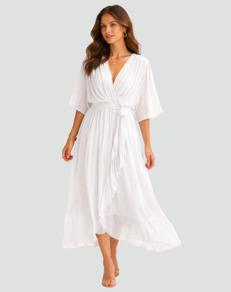 Wickel-Maxikleid Mit Betonter Taille