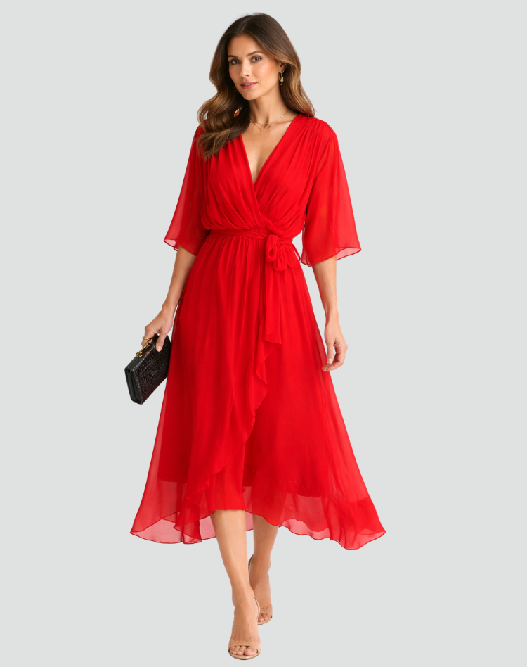 Wickel-Maxikleid Mit Betonter Taille