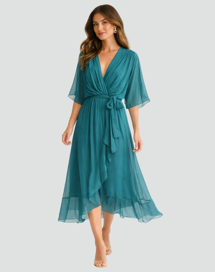 Wickel-Maxikleid Mit Betonter Taille