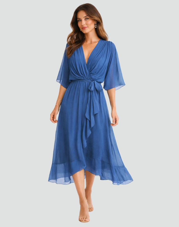 Wickel-Maxikleid Mit Betonter Taille