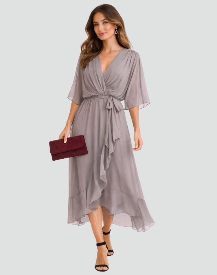 Wickel-Maxikleid Mit Betonter Taille