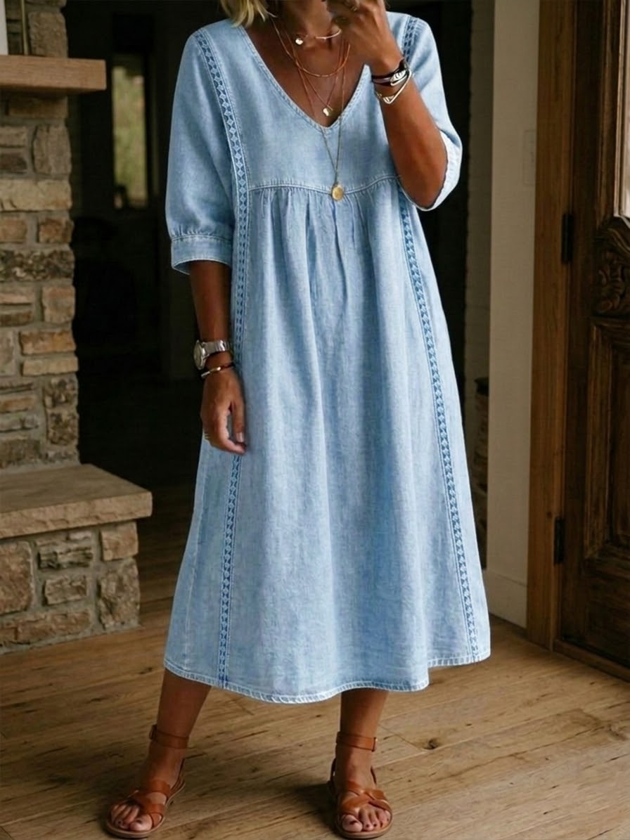 Flora Freizeitkleid mit Spitzenbesatz