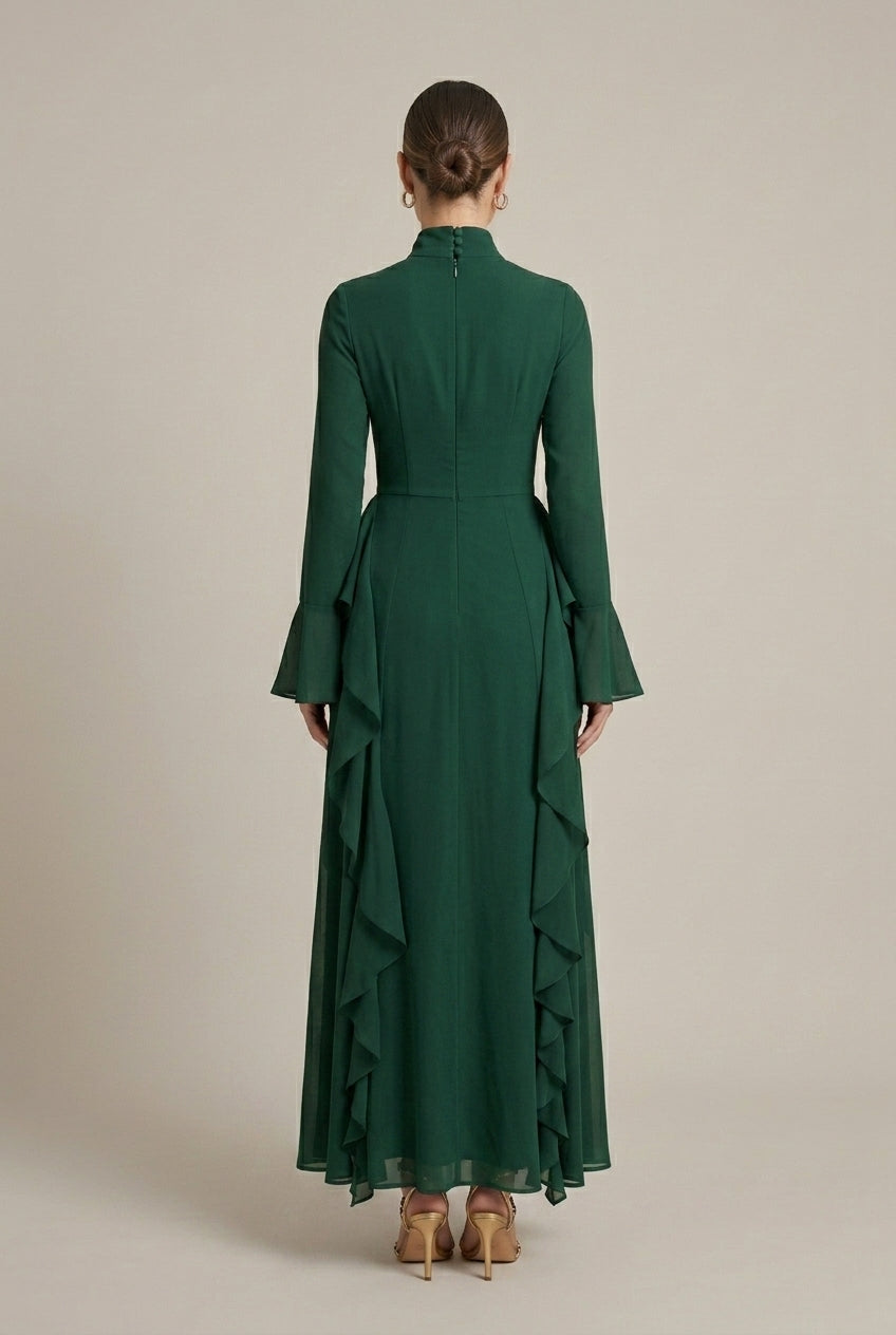 Langarmkleid Mit Rüschenkragen