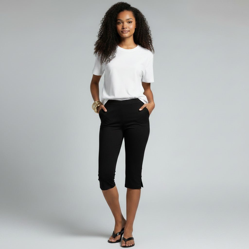 Schmale Cropped Hose mit modernem Schlitzdetail