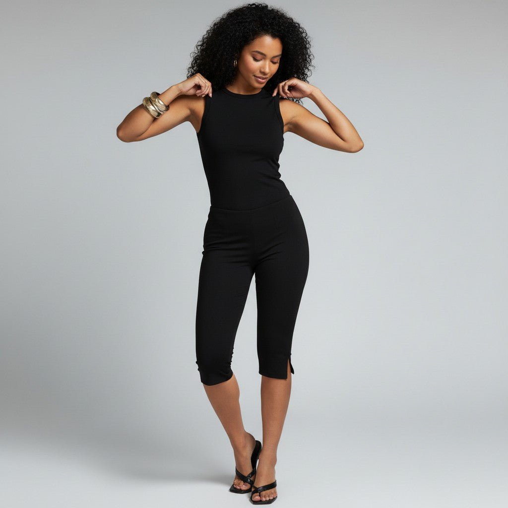 Schmale Cropped Hose mit modernem Schlitzdetail