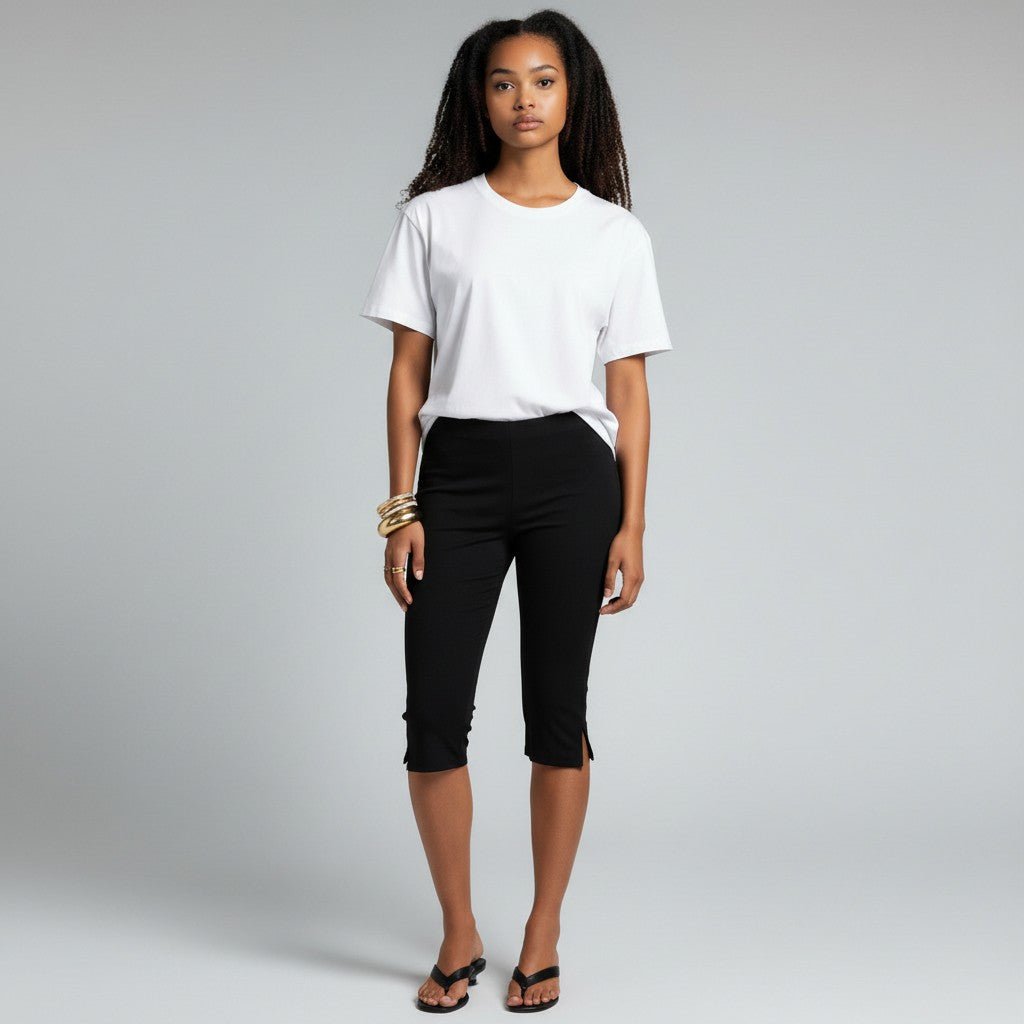 Schmale Cropped Hose mit modernem Schlitzdetail
