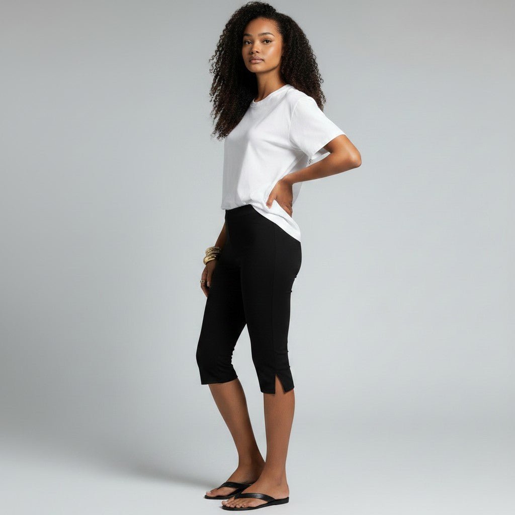 Schmale Cropped Hose mit modernem Schlitzdetail