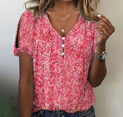 Locker Geschnittene Blumenbluse