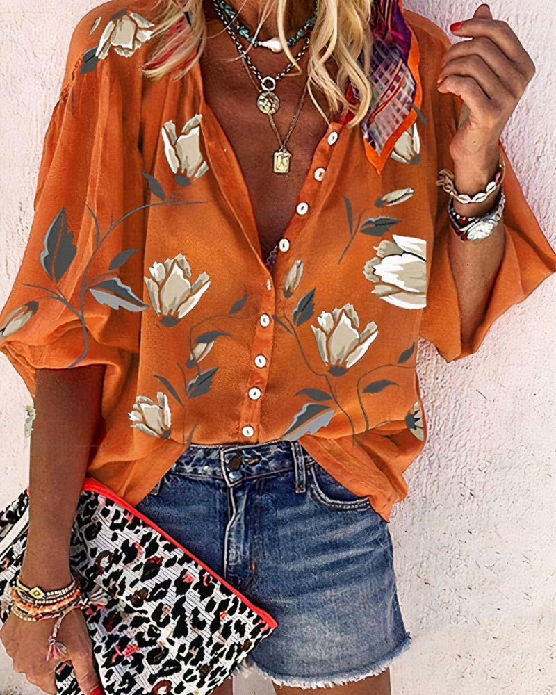 Oversize-Bluse mit Blumenmuster