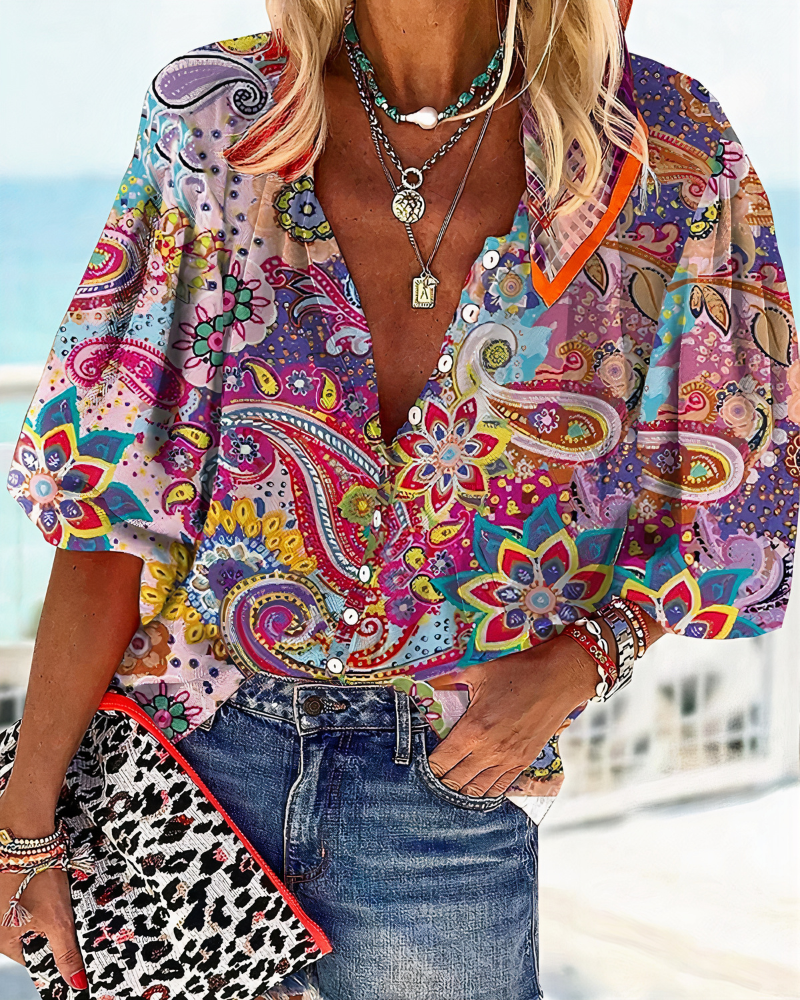 Oversize-Bluse mit Blumenmuster